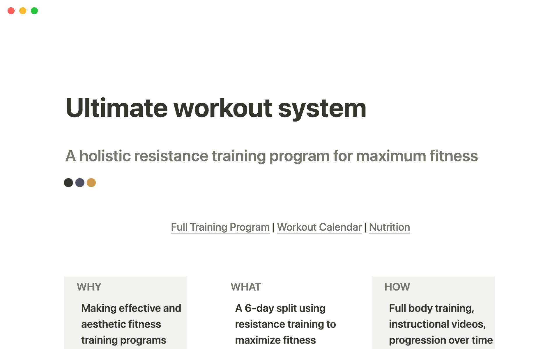 A template preview for Ultimate workout system